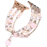 Diamond Jewelry Strap For Apple Watch 7 41mm 45mm Band 38/42mm Women Pearl Elastic Belt For iWatch Bands SE 6 5 40/44mm Bracelet