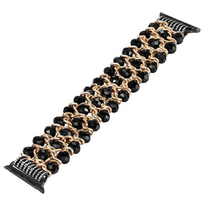 Dressy Straps Replacement for Apple Watch Bands 5 Bracelet iWatch Series 44mm 40mm Band Strap Woman Bling Accessories Black Bead