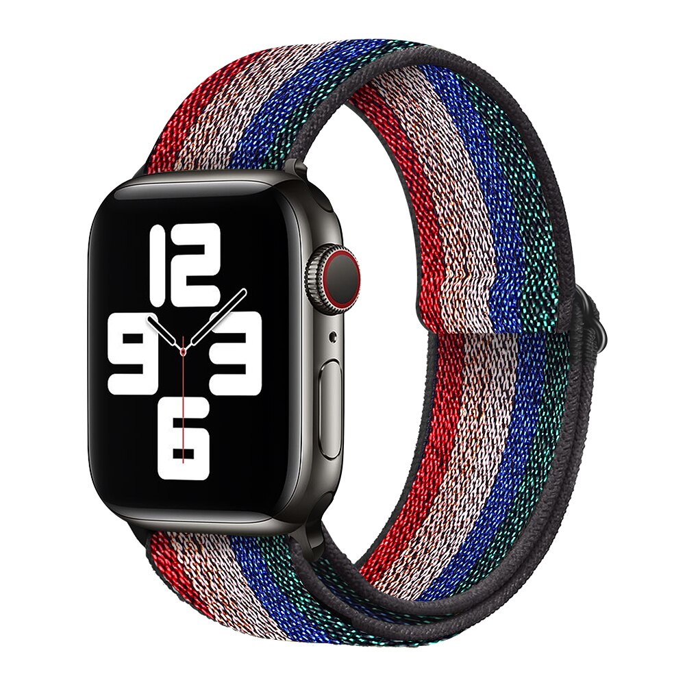 Braided Nylon Loop Elastic Buckle for Apple Watch Band 44mm40mm SE 65 Leopard Bracelet Strap on Smart iWatch Series 38mm42mm 432