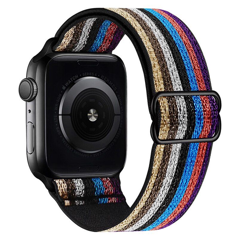 Scrunchie Strap for Apple watch band 44mm 40mm 38mm 42mm Adjustable Elastic Nylon solo Loop bracelet iWatch series 3 4 5 6 se