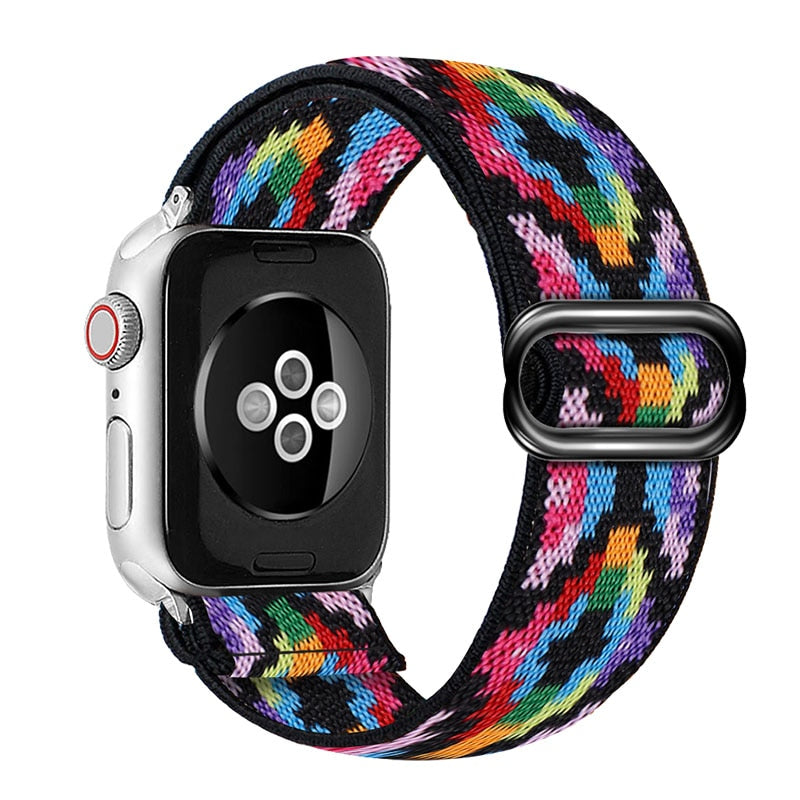 Bohemia Elastic Nylon Loop Band For Apple Watch 6 38mm 40mm 42mm 44mm Watch Adjustable Elastic Strap For Iwatch Series 6 5 4 3