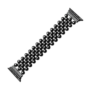 Band for Apple Watch iWatch Series 5 4 3 2 1 Fashionable Black Beaded Faux Agate Women Replacement Bracelet 38 42 40 44 mm Strap