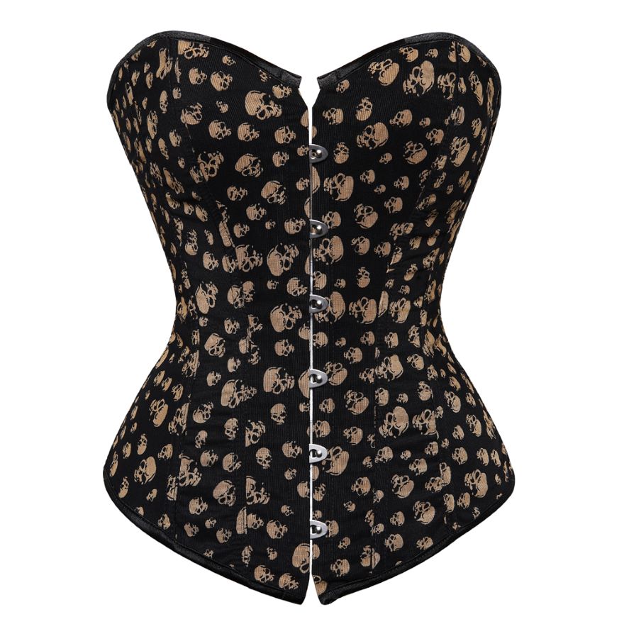 Women Gothic Skull Print Overbust And Underbust Corset Waist Trainer Body Shaper Slim Corset Sexy Bustier Lingerie Top Plus Size