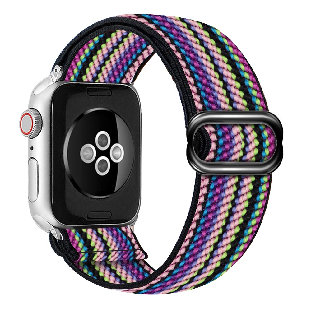 Braided Nylon Loop Elastic Buckle for Apple Watch Band 44mm40mm SE 65 Leopard Bracelet Strap on Smart iWatch Series 38mm42mm 432