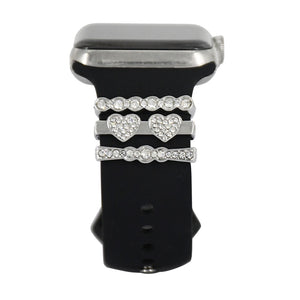 Decorative Ring for Apple Watch Band Charms for Samsung Galaxy Smart Watch Sport Silicone Strap Accessories with Bling Diamond