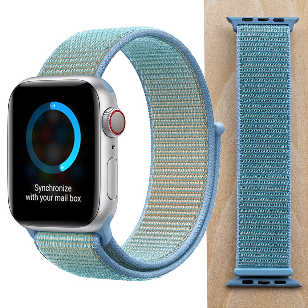 High Quality Nylon Sport Loop Replacment for Apple Watch band 44mm Series 5 4 3 2 1 Breathable Woven Strap 42mm iwatch 40mm 38mm
