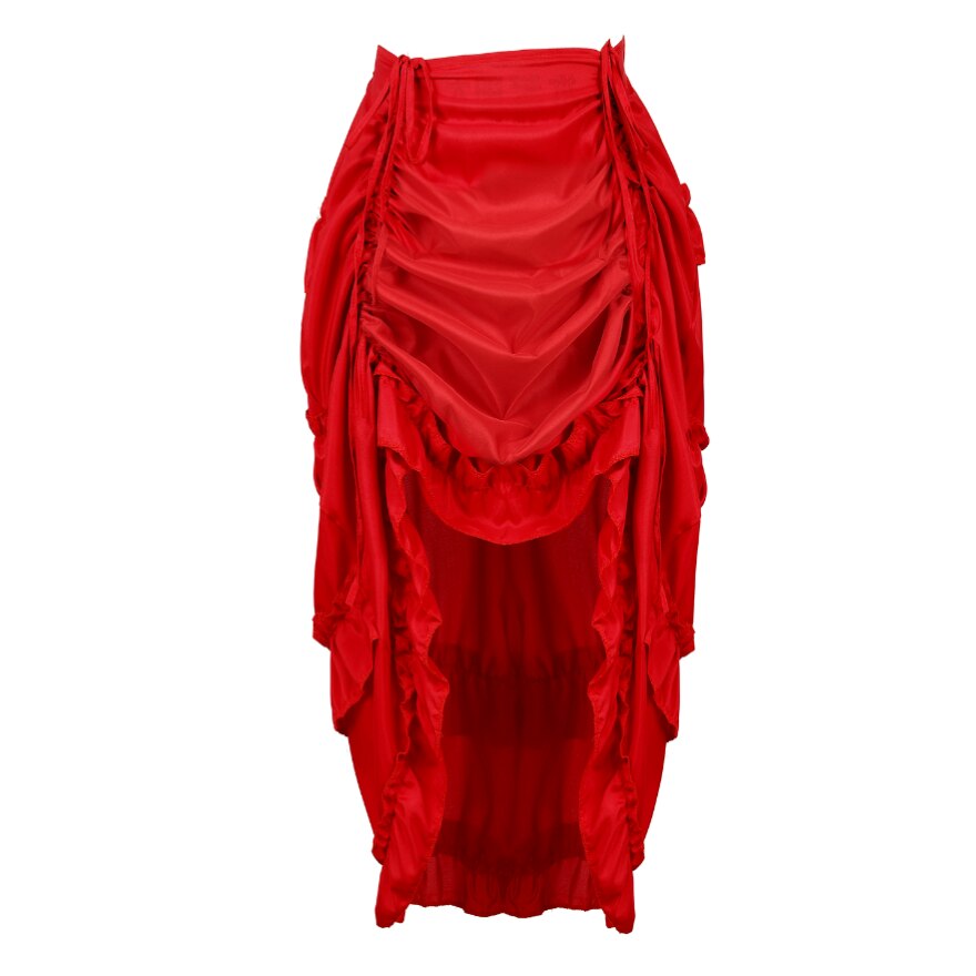 Women Gothic Steampunk Asymmetrical Pleated High Low Dancing Skirt Irregular Ruffles Pirate Skirts Halloween Costumes Plus Size
