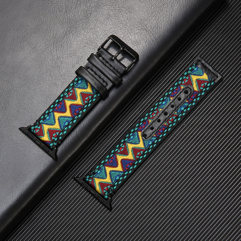 New Leather Strap for Apple Watch 5 4 band 42mm 38mm 40mm 44m Nylon Strap for iWatch Series 1 2 3 4 5 Bands Sport loop 44mm 42mm