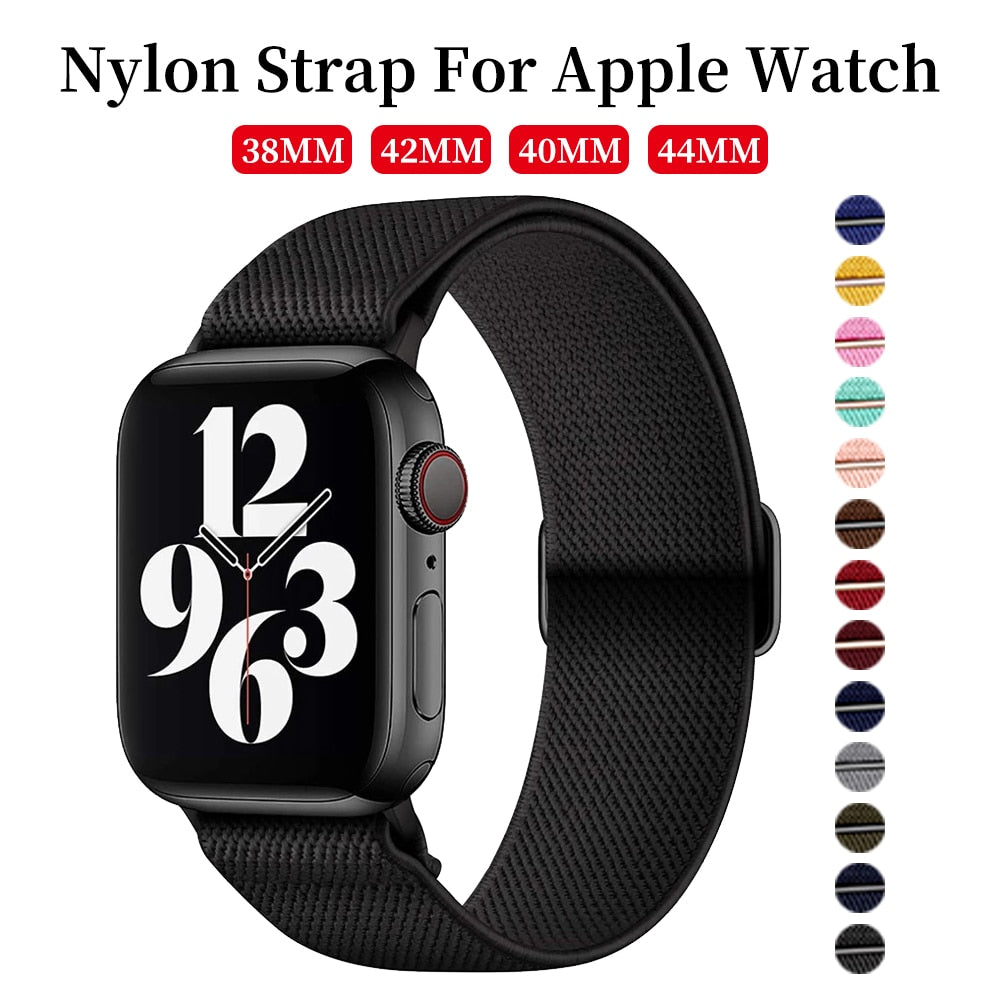 New Sport Solo Loop Band for Apple Watch Series 6 Se 5 4 3 Fabric Nylon Bracelet for IWatch 44mm 40mm 38mm 42mm Free Adjustment