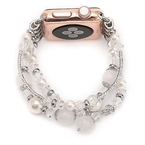 Women Bracelet Strap for Apple Watch 6 5 4 SE Band 44mm 40mm Handmade Beaded Link Watchband for iwatch Series 3 2 1 42mm 38mm