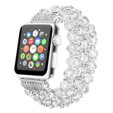 Blue Crystal Strap for Apple Watch Bracelet 38mm 40mm 42mm 44mm Beads Iwatch SE 6 5 4 3 Band with Metal Chain Women Girl Elastic