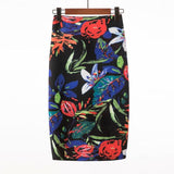 Vintage Ladies Pencil Skirts Midi Sexy OL Style Printed High Waisted Summer Party Skirt