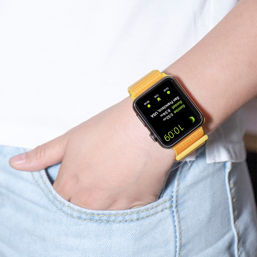 High Quality Nylon Sport Loop Replacment for Apple Watch band 44mm Series 5 4 3 2 1 Breathable Woven Strap 42mm iwatch 40mm 38mm