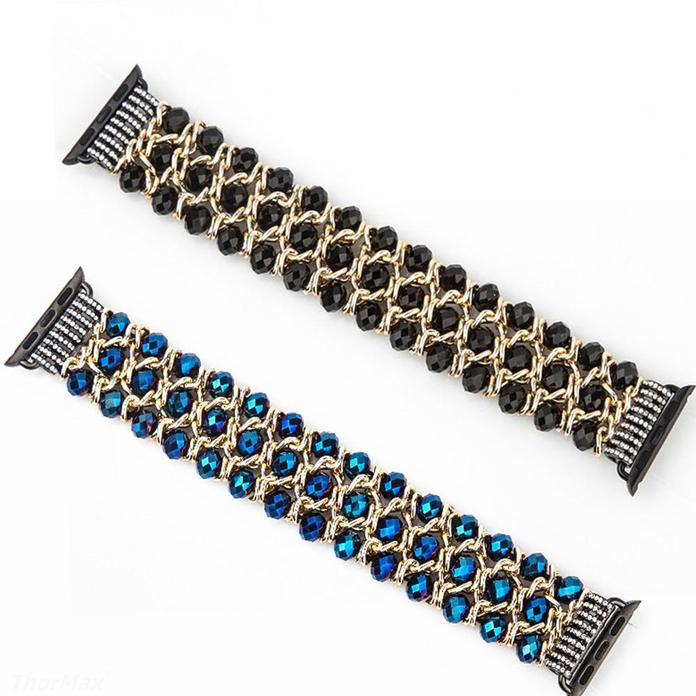 Handmade Pomegranate Shape Agate Beads Elastic Band for Apple Watch 5 40MM 44MM Watch Bracelet For iwatch Series 4/3/2 38mm 42mm
