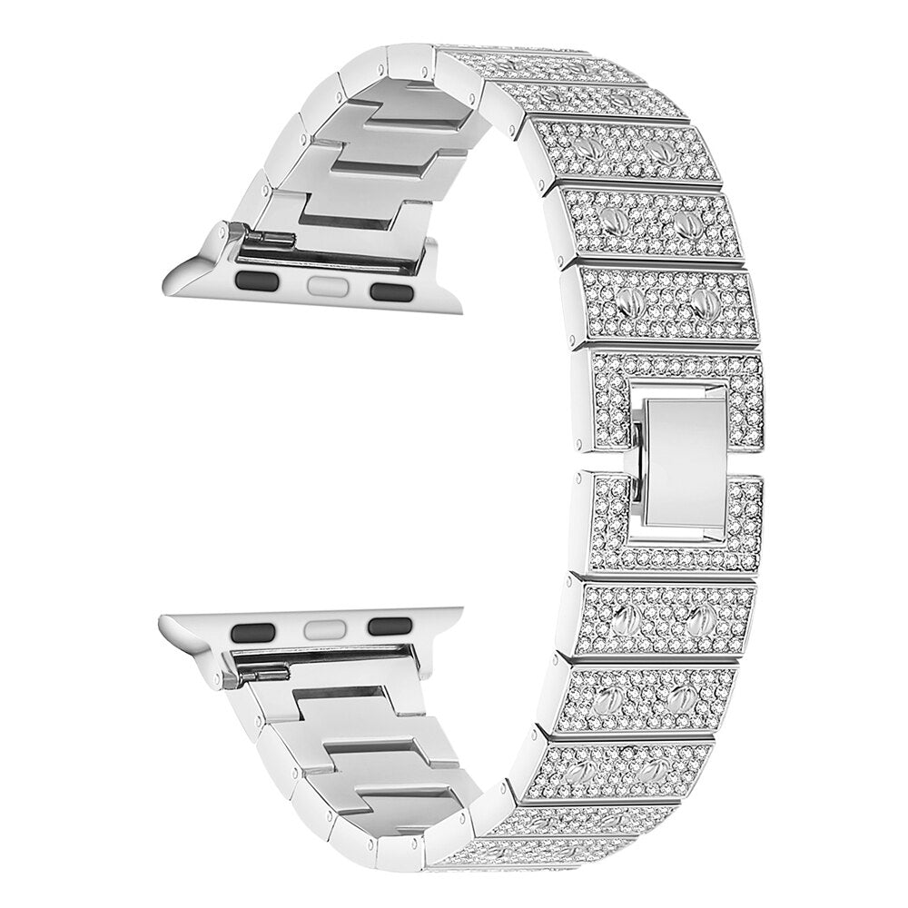 Diamond Strap for Apple Watch Band 7 6 41mm 45mm 44mm 40mm Jewelry Metal Bracelet for iWatch Series 7 SE 5 3 38/42mm Wristbands
