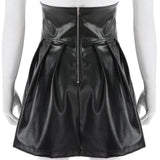 Black Faux Leather Goth Pleated Woman Gothic Punk Emo Egirl Lolita Dark Aesthetic Fairy Grunge Alt Mini Skirts