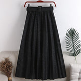 Fashion Elegant Vintage Pleated Elastic High Waist Long Women Summer Pink Maxi Skirt