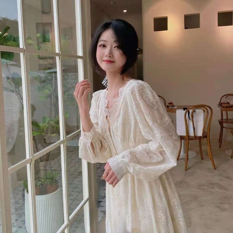 Korean Fashion Vintage Midi Dress Party Long Sleeve Sweet Y2k Dress La jetechband Korean Fashion Vintage Midi Dress Party Long Sleeve Sweet Y2k Dress La jetechband