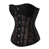 Women Corsets Bustiers Slim Sexy Corset Plus Size Transparent Floral Lace Body Shaper Overbust Corselet Black White Lingerie