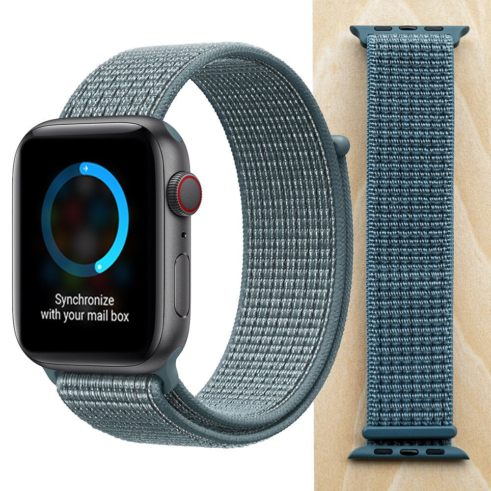 High Quality Nylon Sport Loop Replacment for Apple Watch band 44mm Series 5 4 3 2 1 Breathable Woven Strap 42mm iwatch 40mm 38mm