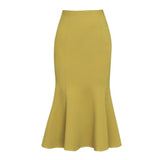 Women Solid Black High Waisted Summer Long New Elegant Ladies Office Skirts