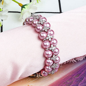 Elegant Watchband Compatible for Apple Watch Band 38mm 40mm 42mm 44mm Pearls Beaded Stretch Bracelet Watch Strap Bands for Women