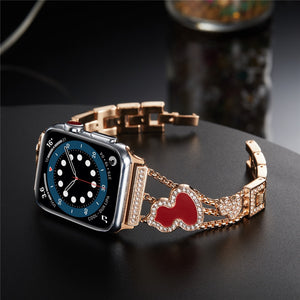 New Women's Jewelry Strap for Apple Watch Band 6 44mm 40mm 42mm 38mm Diamond Metal for iWatch Bands Serie SE 5 4 3 Gem Bracelet
