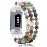 Women Natural Stone Elastic Watchband For Fitbit Charge 3/4 Handmade Beads Smart Watch Strap For Unisex Watch Bracelet Wristband