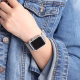 Diamond case+Milanese Loop band For Apple Watch Series 5/4/3/2/1 Stainless Steel Strap iwatch 38mm 42mm 40mm 44mm Wrist Bracelet