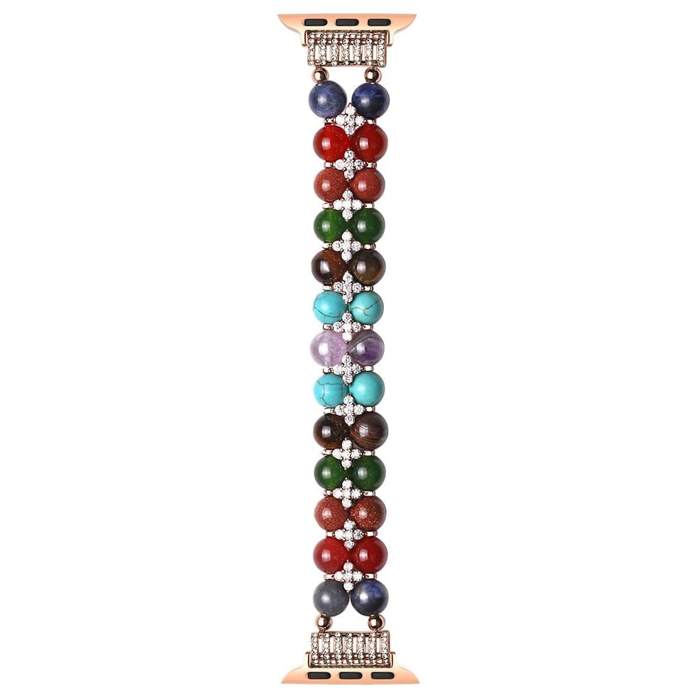 Bracelet For Apple Watch Se 44mm Strap Correa Woman Bling Pearl Beads Elastic Iwatch 3 Bands 38mm 40mm Wristband Accessories