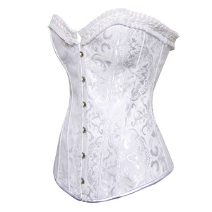 Women Vintage Floral Corset Gothic Sexy Satin Lace Overbust Corset Top Body Shaper Waist Cincher Slim Corsets Bustiers Lingerie