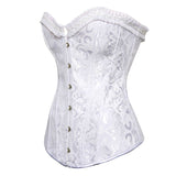 Women Gothic Sexy Satin Floral Overbust Corset Bustier Lingerie Body Shaper Waist Cincher Bridal Steel Boned Corset Top