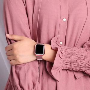 Diamond case+Milanese Loop band For Apple Watch Series 5/4/3/2/1 Stainless Steel Strap iwatch 38mm 42mm 40mm 44mm Wrist Bracelet