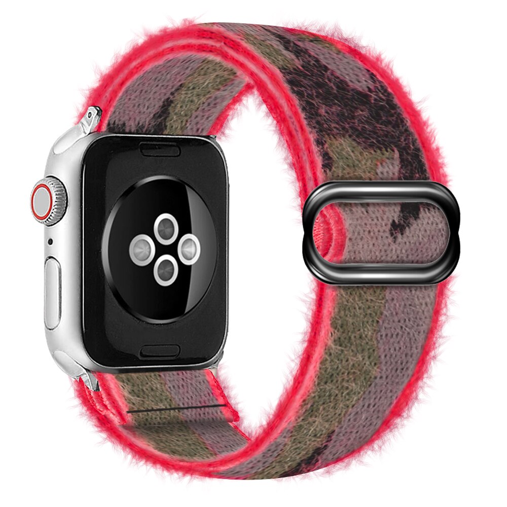 Braided Nylon Loop Elastic Buckle for Apple Watch Band 44mm40mm SE 65 Leopard Bracelet Strap on Smart iWatch Series 38mm42mm 432