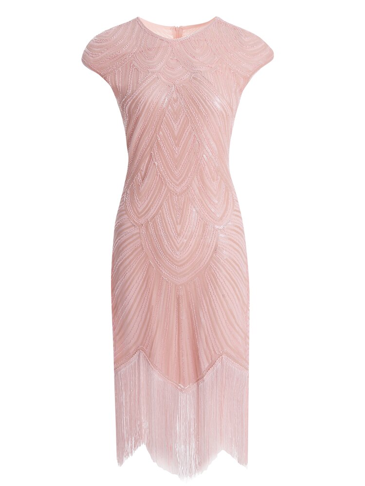 Women's 1920S GATSBY Sequins O-neck Beaded Fringed Dress Hot Club & Night Out Dresses Sexy Fringed Night Club Dress