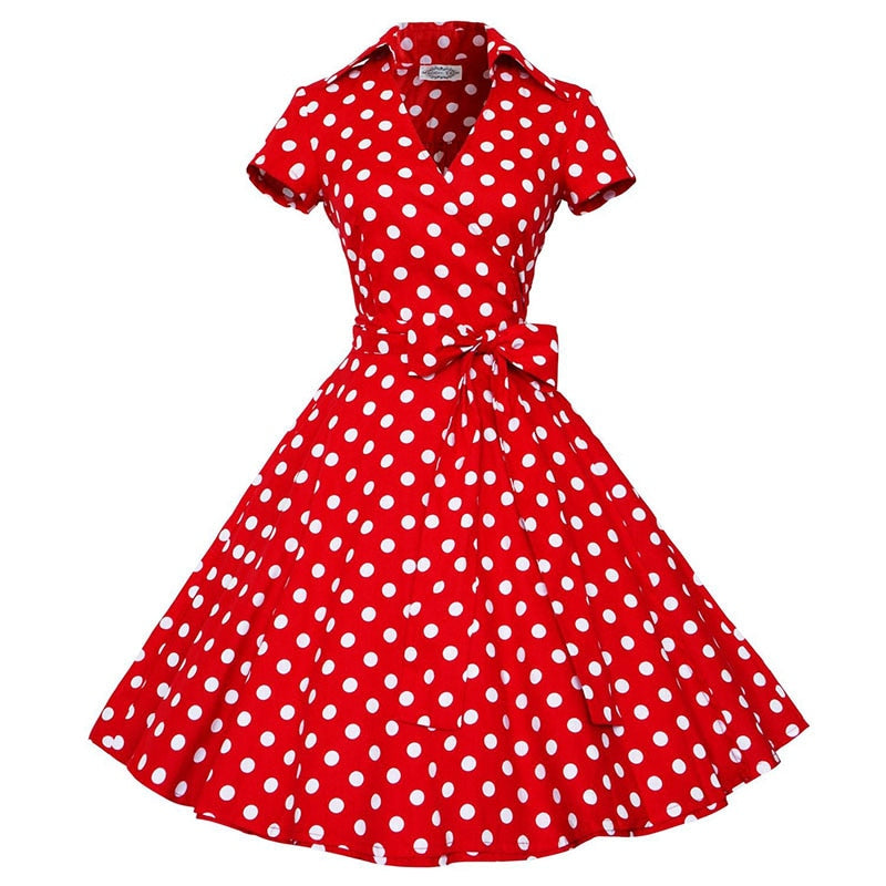 Audrey Hepburn Summer Dress Women Polka Dot Vintage Swing Robe Rockabi –  jetechband