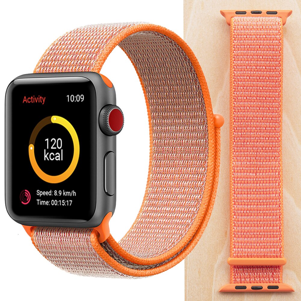 High Quality Nylon Sport Loop Replacment for Apple Watch band 44mm Series 5 4 3 2 1 Breathable Woven Strap 42mm iwatch 40mm 38mm