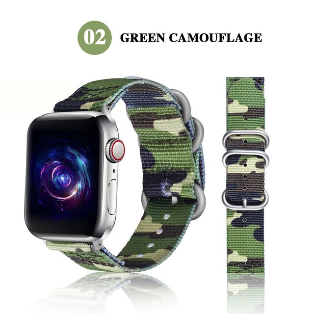Band for Apple Watch 6/5/4/3/2/1 38MM 40MM 42MM 44MM Nylon Camouflage Strap For Apple Watch Bands Iwatch Series Accessories