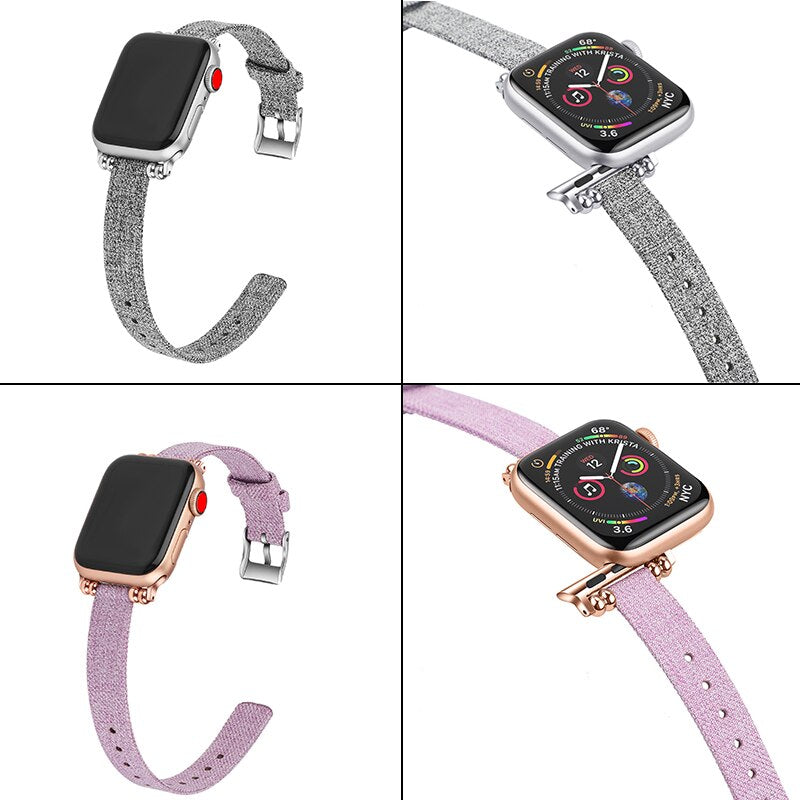 Canvas Women's nylon Strap for iWatch Series 6 3 38/42mm Belt Wristband Bracelet for Apple Watch Band 6 SE 5 4 40/44mm Watchband