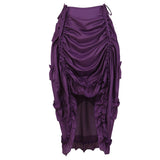 Women Gothic Steampunk Asymmetrical Pleated High Low Dancing Skirt Irregular Ruffles Pirate Skirts Halloween Costumes Plus Size