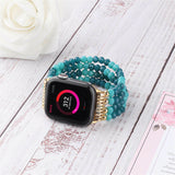 Blue Turquoise Beads Bangle Strap For Apple Watch Band 40mm 42mm 38mm 44mm Elastic Bracelet For iWatch Series 1 2 3 4 5 6 SE