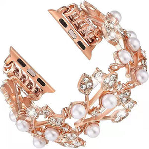 Pearl Diamond Strap for Apple Watch Band 6 44mm 40mm 38mm 42mm Women Jewelry Metal Belt for iWatch Bands Serie SE 5 4 3 Bracelet