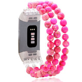 Women Natural Stone Elastic Watchband For Fitbit Charge 3/4 Handmade Beads Smart Watch Strap For Unisex Watch Bracelet Wristband