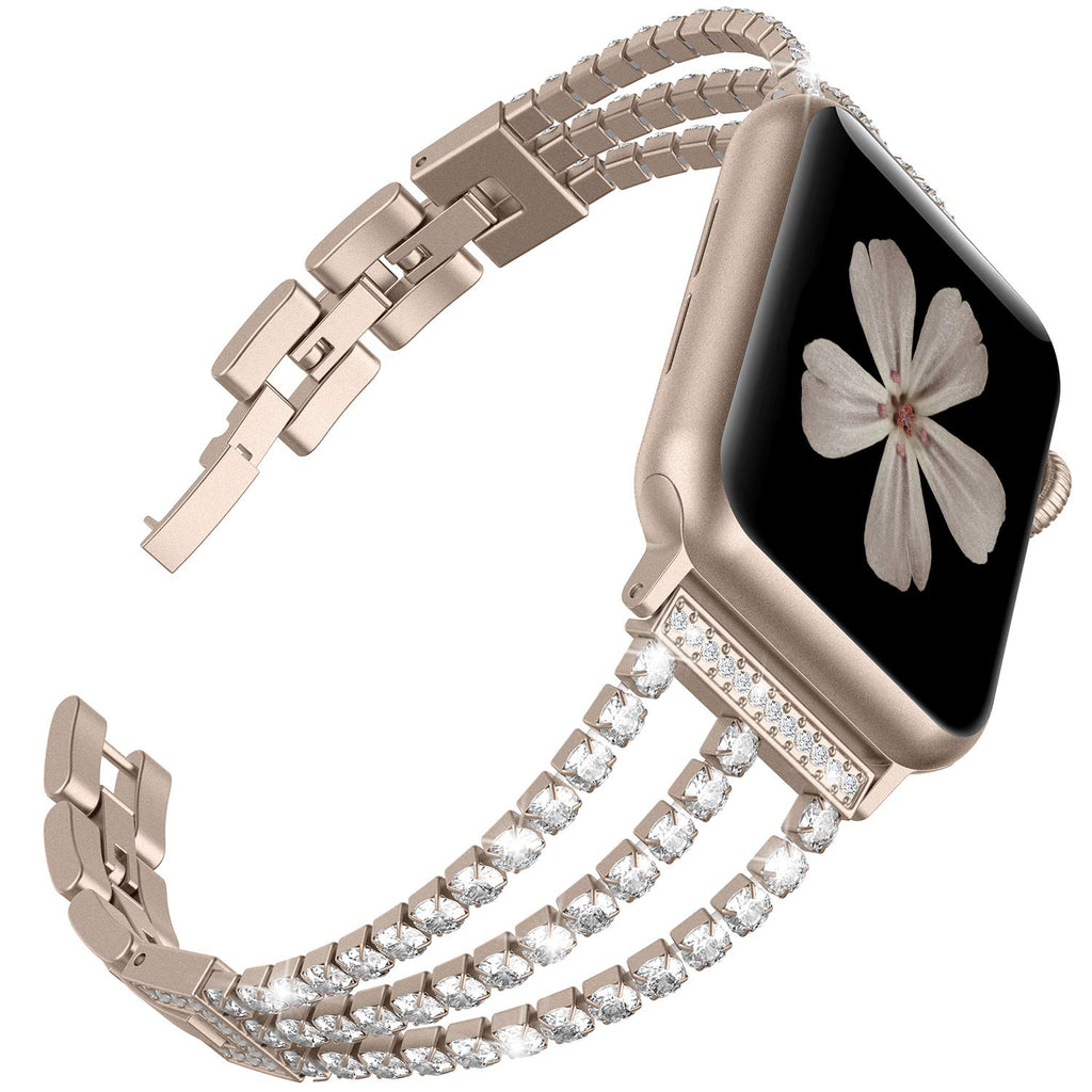 New Women Diamond Watch Band for Apple Watch 38mm 42mm 40mm 44mm iWatch Series 5 4 3 Stainless Steel strap Sport Bracelet