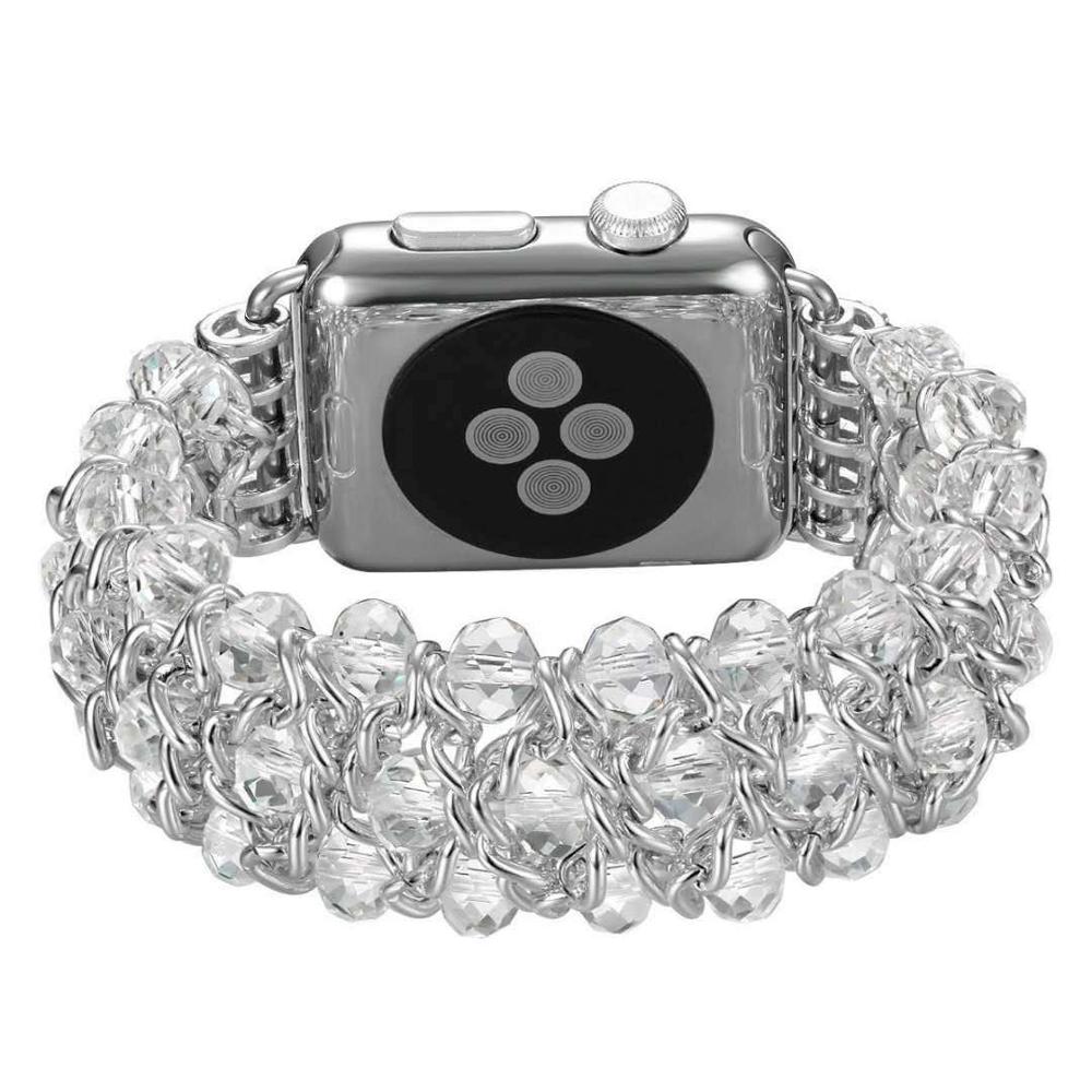 Handmade Pomegranate Shape Agate Beads Elastic Band for Apple Watch 5 40MM 44MM Watch Bracelet For iwatch Series 4/3/2 38mm 42mm