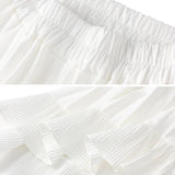 Autumn Summer Long Vintage Women Ruffles Spring Solid Casual Loose Elastic Waist Skirts
