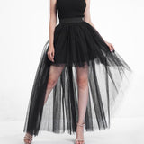Irregular Tulle Women Summer HLong Party Petticoat Casual Style Punk Goth Black igh Waist Skirt