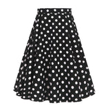 Autumn High Waist Skirt Cotton Womens Polka Dot Floral Print Vinatge Swing Pinup Rockabilly 50s Retro Vintage Party Skirts
