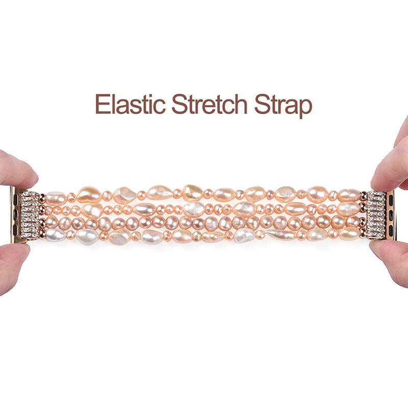 Bracelet Beadeds for Apple Watch Band 44mm 40mm 42mm 38mm Girl Cute Handmade Fashion Elastic Pearl Strap IWatch Series 5 4 3 2 1