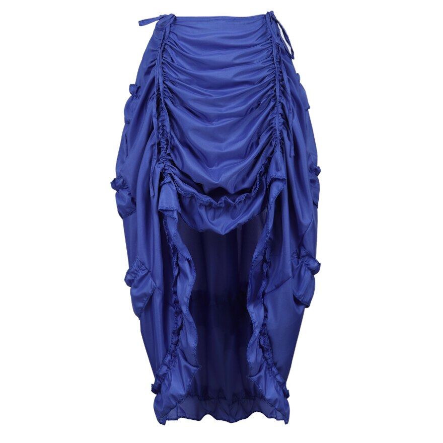 Women Gothic Steampunk Asymmetrical Pleated High Low Dancing Skirt Irregular Ruffles Pirate Skirts Halloween Costumes Plus Size